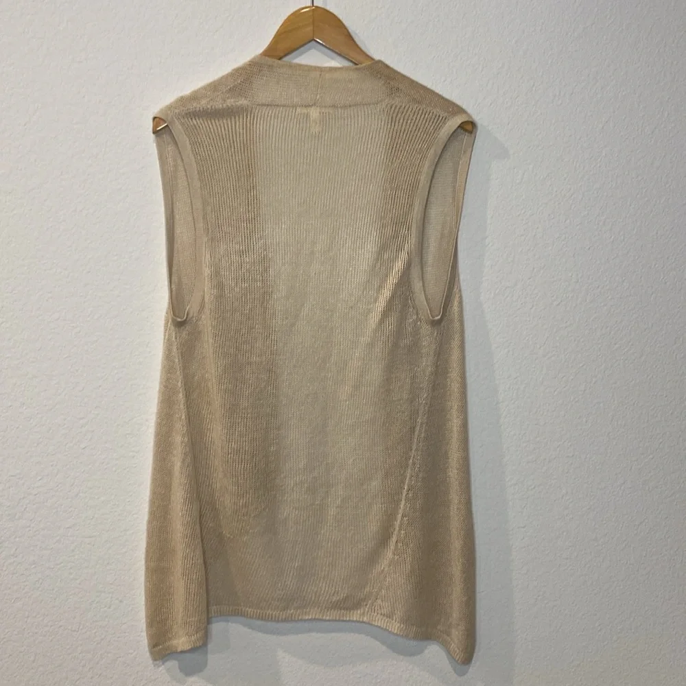 Eileen Fisher Linen Knit Waterfall Tan Vest XS/TP - Picture 3 of 11